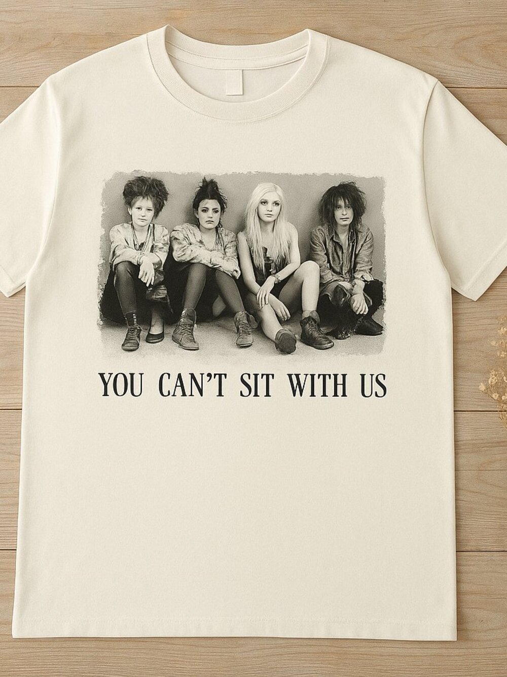 You Can’t Sit With Us Horror Face Halloween Mineral Wash T-Shirt Spooky Graphic